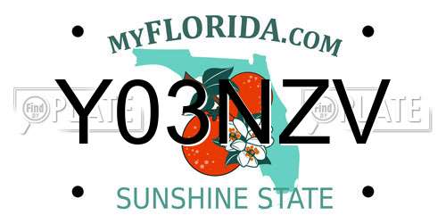 Y03NZV Florida License Plate