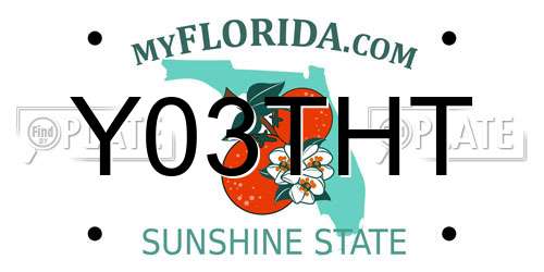 Y03THT Florida License Plate