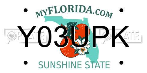 Y03UPK Florida License Plate