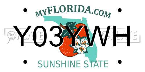 Y03YWH Florida License Plate