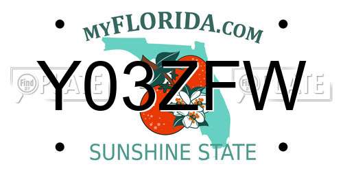 Y03ZFW Florida License Plate