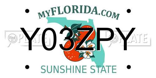 Y03ZPY Florida License Plate