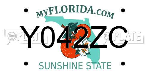 Y042ZC Florida License Plate