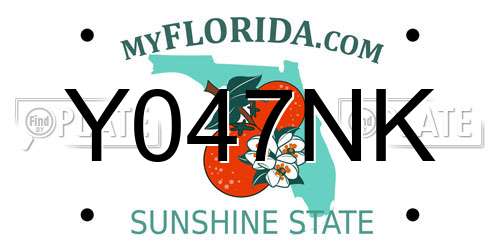 Y047NK Florida License Plate