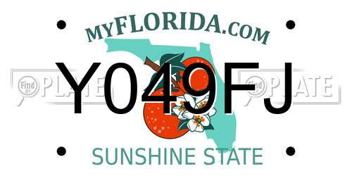Y049FJ Florida License Plate