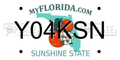 Y04KSN Florida License Plate