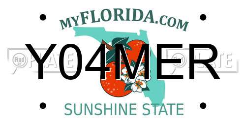 Y04MER Florida License Plate