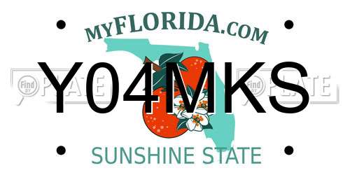 Y04MKS Florida License Plate