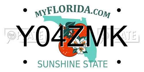 Y04ZMK Florida License Plate