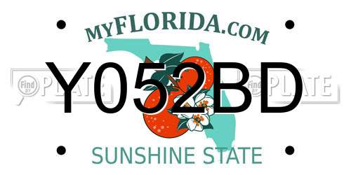 Y052BD Florida License Plate