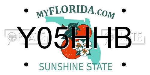 Y05HHB Florida License Plate