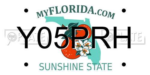 Y05PRH Florida License Plate