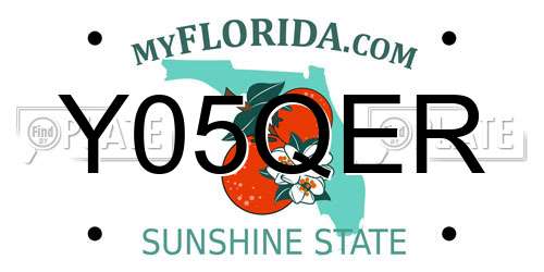 Y05QER Florida License Plate