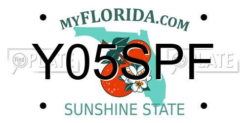 Y05SPF Florida License Plate