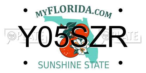 Y05SZR Florida License Plate