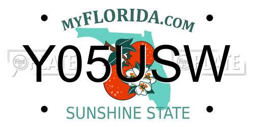 Y05USW Florida License Plate