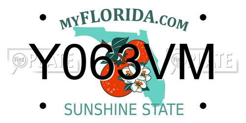 Y063VM Florida License Plate