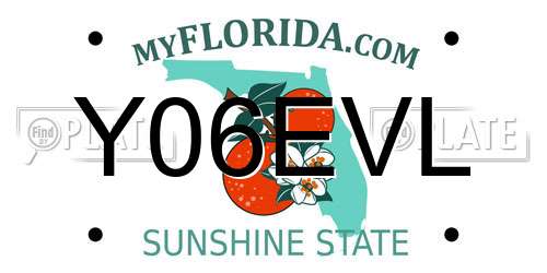 Y06EVL Florida License Plate