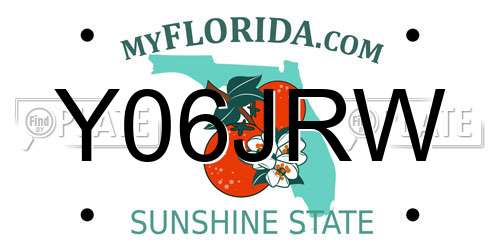 Y06JRW Florida License Plate