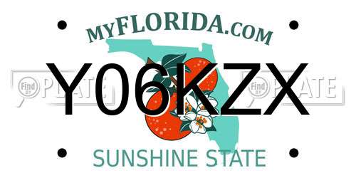 Y06KZX Florida License Plate