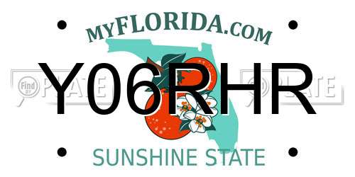 Y06RHR Florida License Plate
