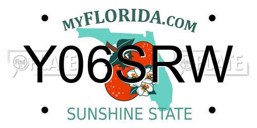 Y06SRW Florida License Plate