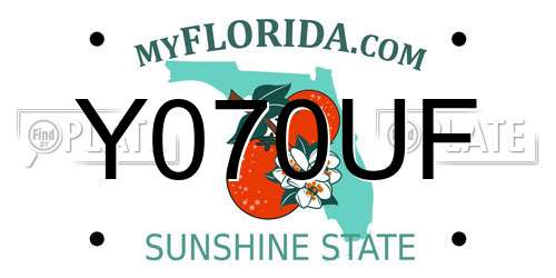 Y070UF Florida License Plate