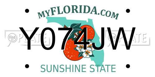 Y074JW Florida License Plate