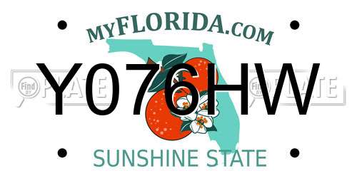 Y076HW Florida License Plate