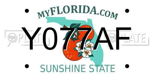 Y077AF Florida License Plate