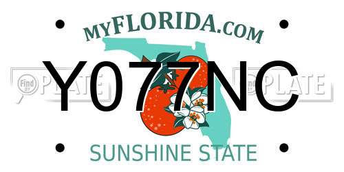 Y077NC Florida License Plate