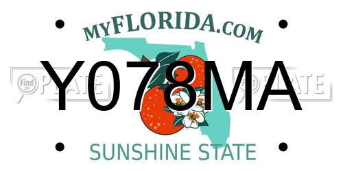 Y078MA Florida License Plate