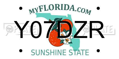 Y07DZR Florida License Plate