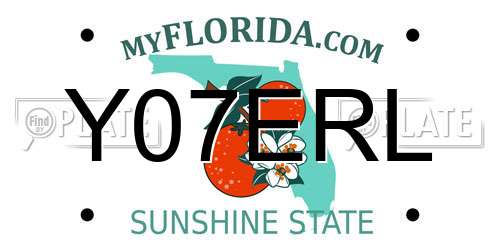 Y07ERL Florida License Plate