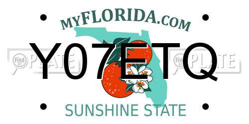 Y07ETQ Florida License Plate