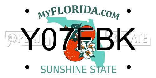 Y07FBK Florida License Plate