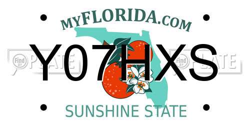 Y07HXS Florida License Plate