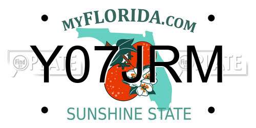 Y07JRM Florida License Plate