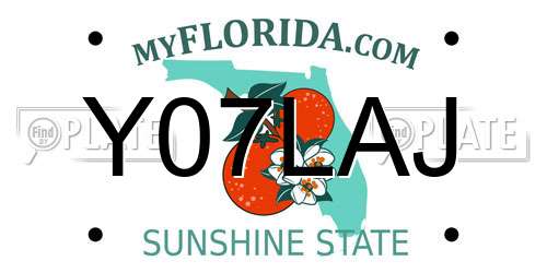 Y07LAJ Florida License Plate