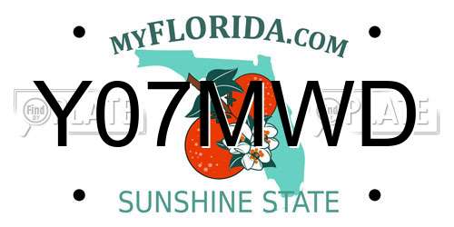 Y07MWD Florida License Plate