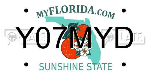 Y07MYD Florida License Plate