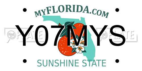 Y07MYS Florida License Plate