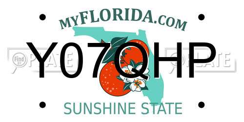 Y07QHP Florida License Plate