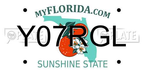 Y07RGL Florida License Plate