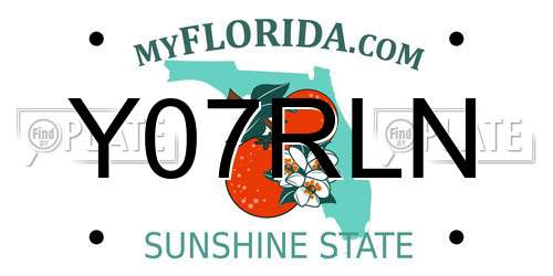 Y07RLN Florida License Plate