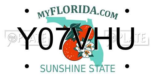Y07VHU Florida License Plate