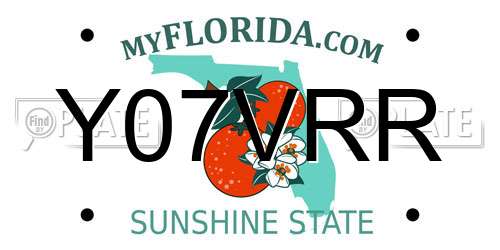 Y07VRR Florida License Plate