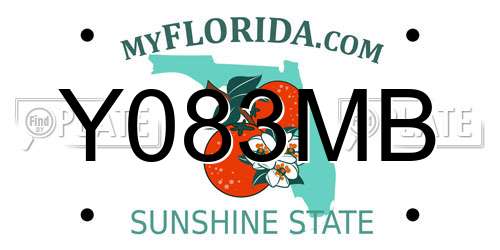 Y083MB Florida License Plate