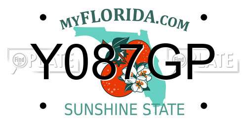 Y087GP Florida License Plate