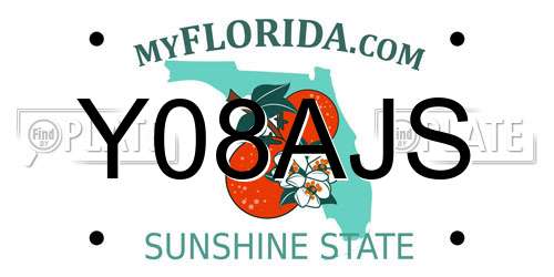 Y08AJS Florida License Plate